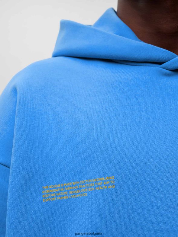 в конвертиран памучен суичър с качулка Жени B6HPP023 водно синьо Pangaia дрехи