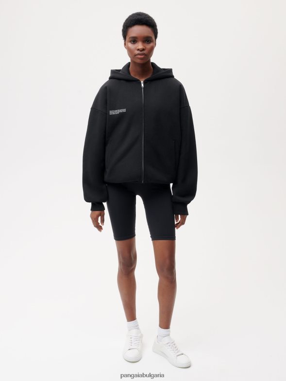 широка качулка с цип Жени B6HPP059 черен Pangaia дрехи