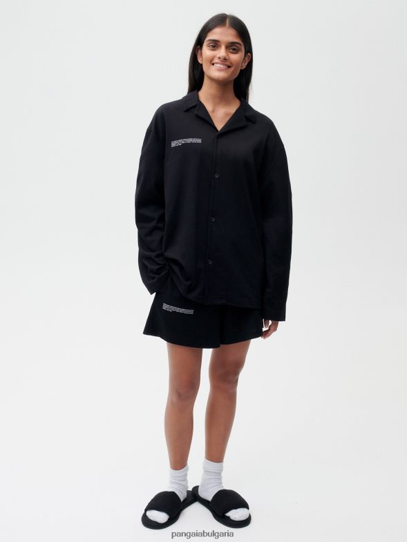 широки къси панталони от органичен памук с c-влакна Жени B6HPP0237 черен Pangaia дрехи