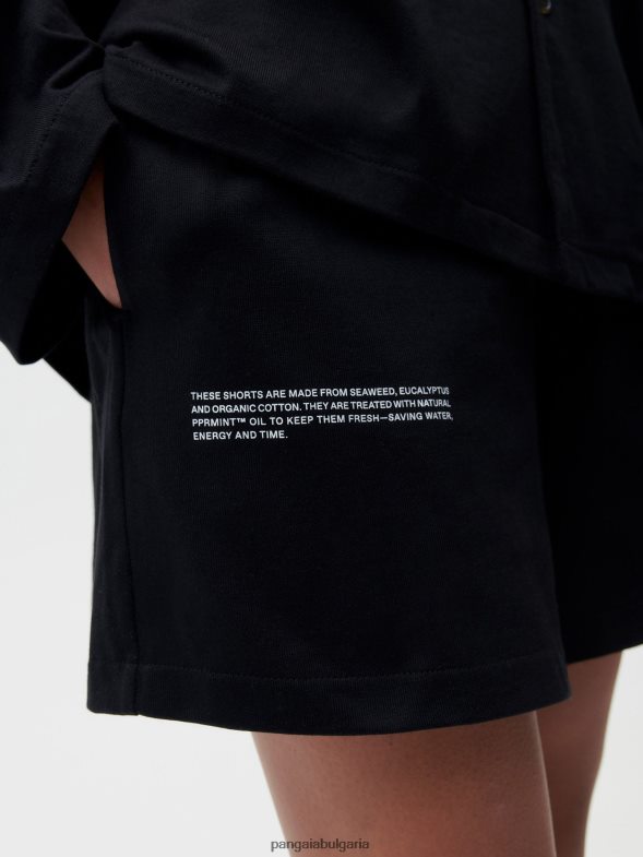 широки къси панталони от органичен памук с c-влакна Жени B6HPP0237 черен Pangaia дрехи