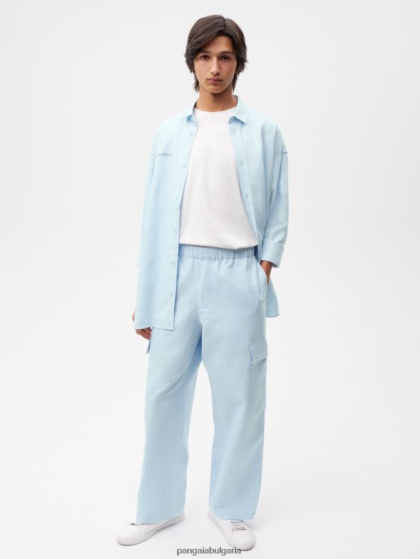 карго панталони от смес от органичен памук Жени B6HPP0317 бебешко синьо Pangaia дрехи