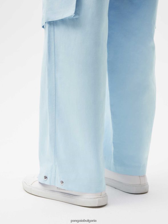 карго панталони от смес от органичен памук Жени B6HPP0317 бебешко синьо Pangaia дрехи