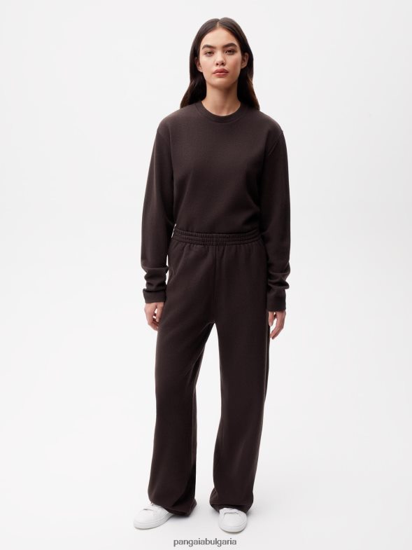 широки спортни панталони от рециклирано вълнено трико Жени B6HPP0327 кестеняво кафяво Pangaia дрехи
