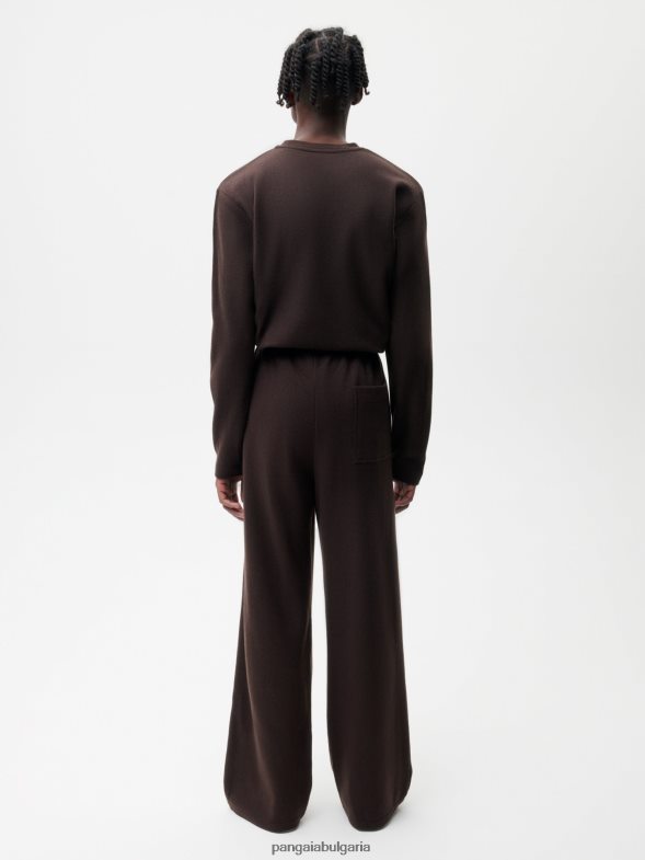 широки спортни панталони от рециклирано вълнено трико Жени B6HPP0327 кестеняво кафяво Pangaia дрехи