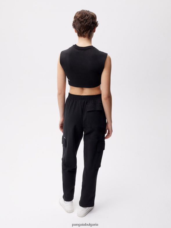 карго панталони от рециклирано памучно трико Жени B6HPP0337 черен Pangaia дрехи