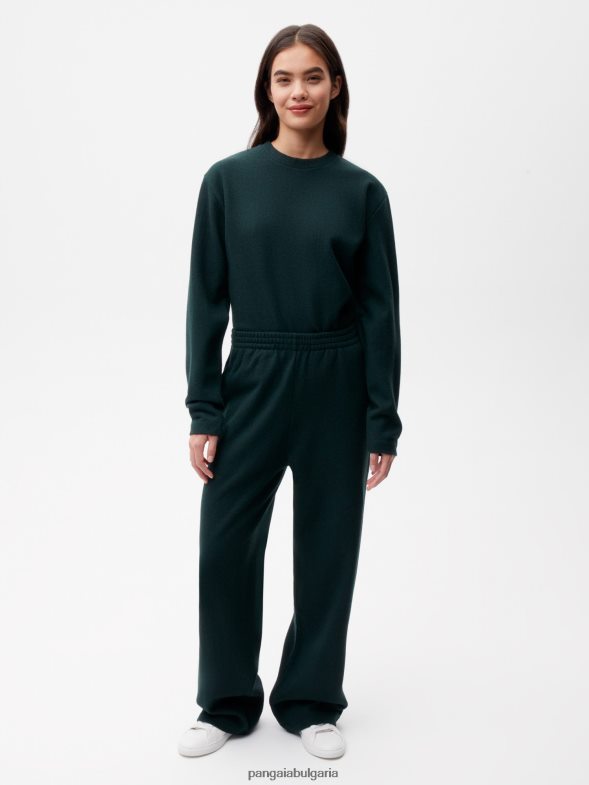 широки спортни панталони от рециклирано вълнено трико Жени B6HPP0355 листно зелено Pangaia дрехи