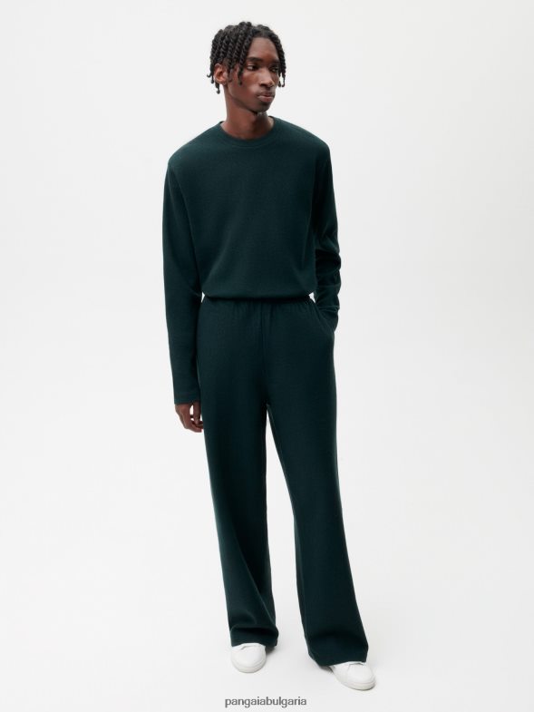 широки спортни панталони от рециклирано вълнено трико Жени B6HPP0355 листно зелено Pangaia дрехи