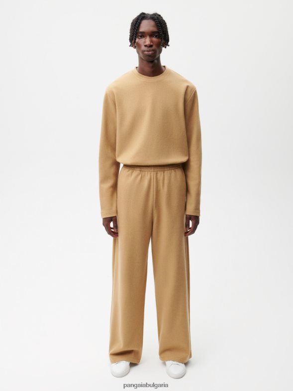 широки спортни панталони от рециклирано вълнено трико Жени B6HPP0362 камила Pangaia дрехи