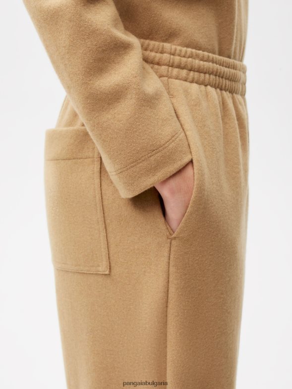 широки спортни панталони от рециклирано вълнено трико Жени B6HPP0362 камила Pangaia дрехи