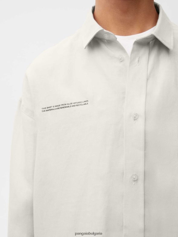 риза с дълги ръкави с ленена яка от алое Жени B6HPP0392 варовик Pangaia дрехи