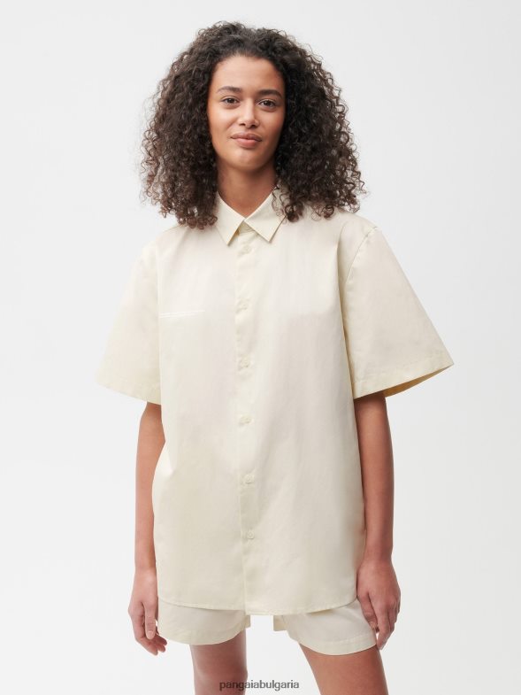 риза с къс ръкав с яка в цвят ананас Жени B6HPP0394 цвят от бъз Pangaia дрехи
