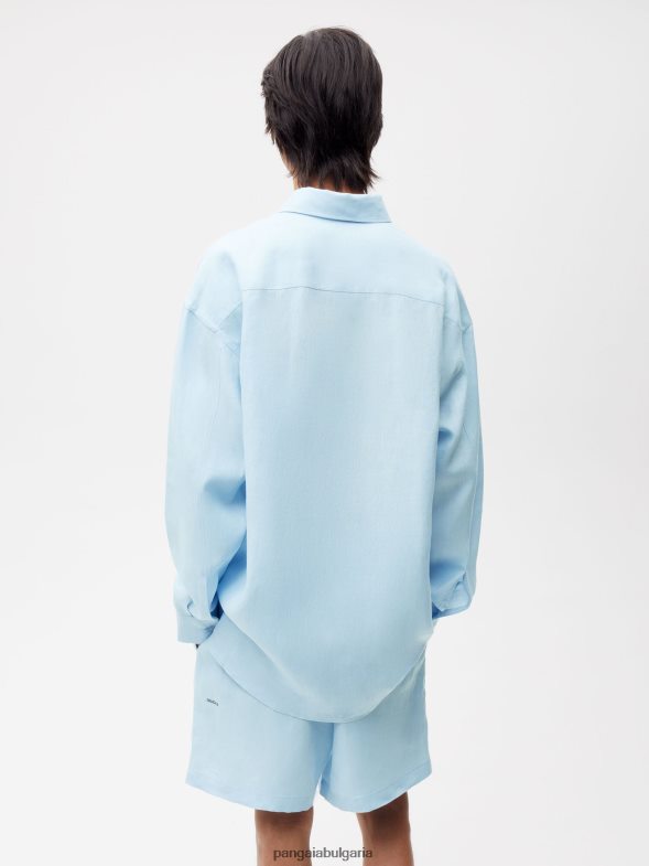 риза с дълги ръкави с ленена яка от алое Жени B6HPP0395 бебешко синьо Pangaia дрехи