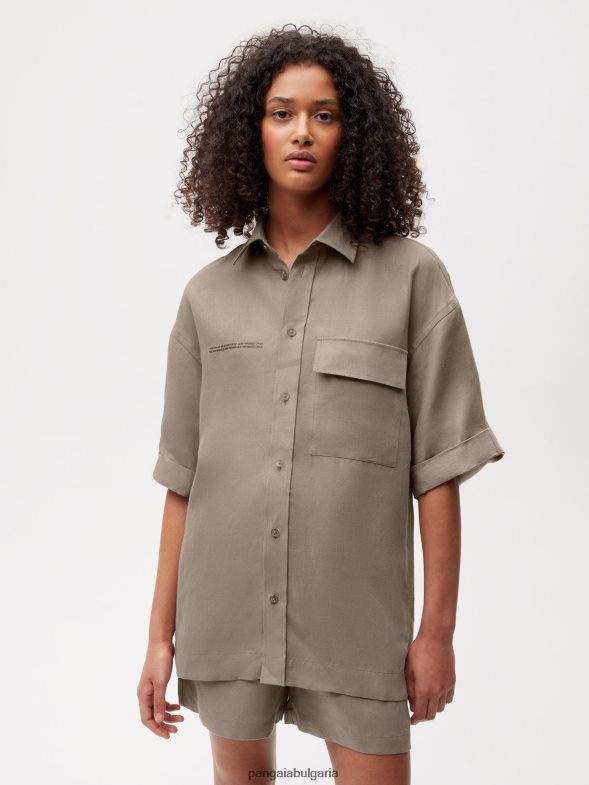 ленена риза с къс ръкав от алое Жени B6HPP0396 гъба Pangaia дрехи