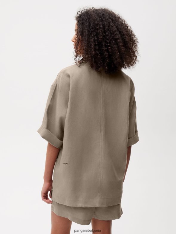 ленена риза с къс ръкав от алое Жени B6HPP0396 гъба Pangaia дрехи