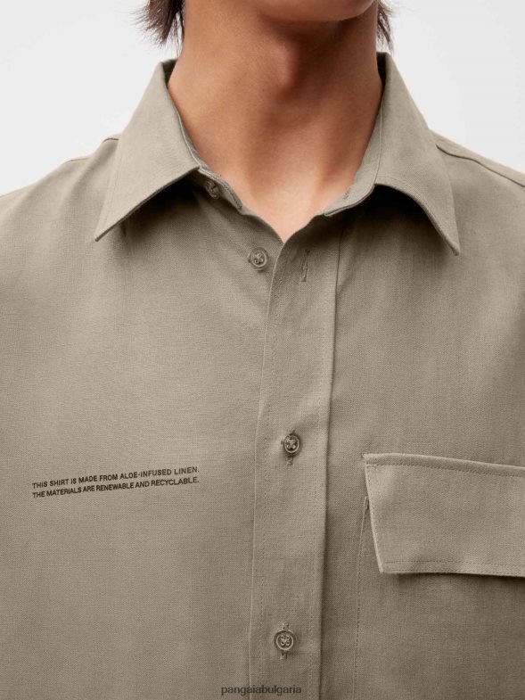 ленена риза с къс ръкав от алое Жени B6HPP0396 гъба Pangaia дрехи