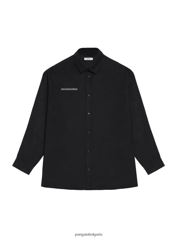 риза с дълги ръкави с ленена яка от алое Жени B6HPP0398 черен Pangaia дрехи