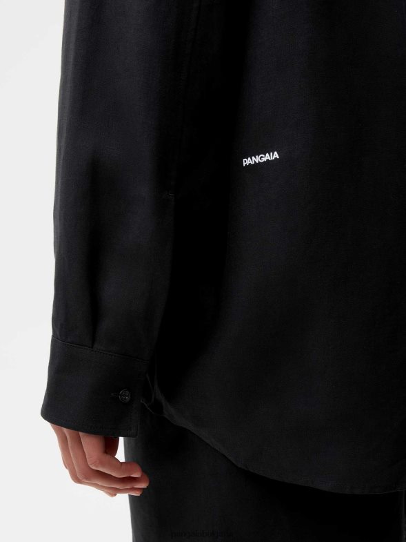 риза с дълги ръкави с ленена яка от алое Жени B6HPP0398 черен Pangaia дрехи