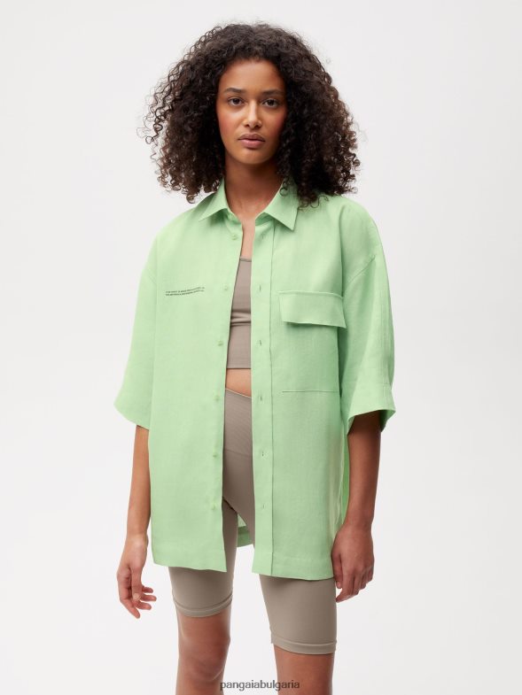 ленена риза с къс ръкав от алое Жени B6HPP0399 шамфъстък Pangaia дрехи