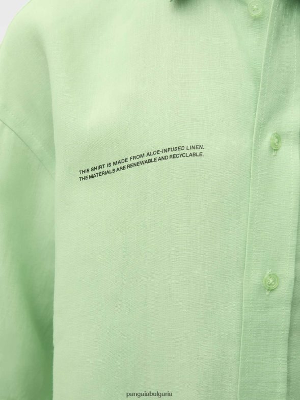 ленена риза с къс ръкав от алое Жени B6HPP0399 шамфъстък Pangaia дрехи