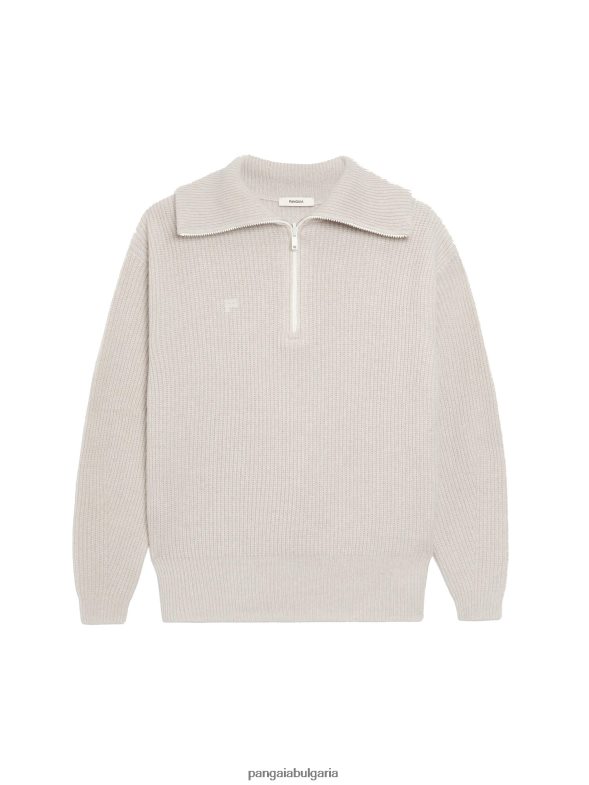 пуловер с половин цип от рециклиран кашмир Жени B6HPP0102 овесена каша Pangaia дрехи