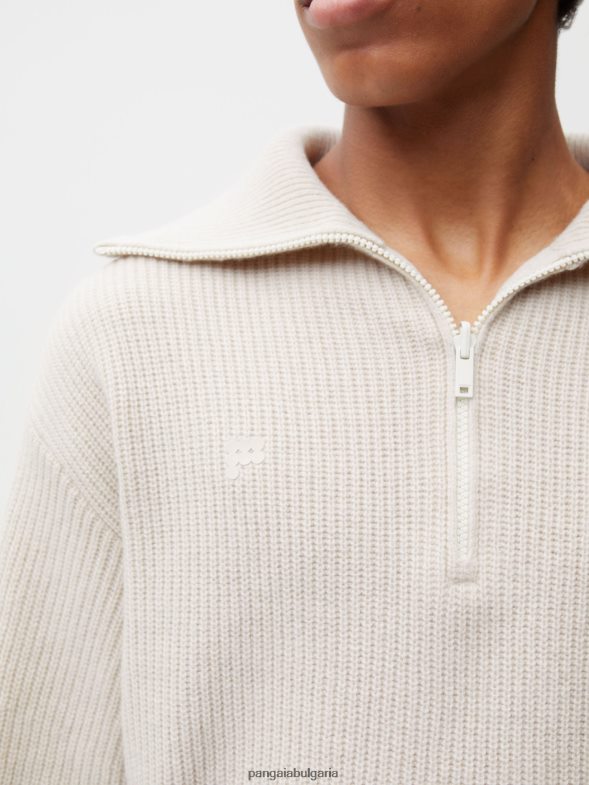 пуловер с половин цип от рециклиран кашмир Жени B6HPP0102 овесена каша Pangaia дрехи