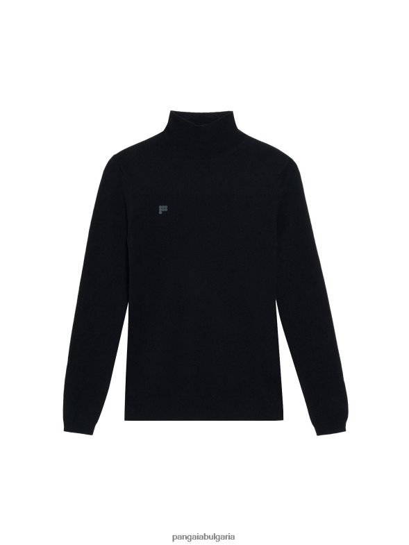 Вталена горна яка от рециклиран кашмир Жени B6HPP0104 черен Pangaia дрехи