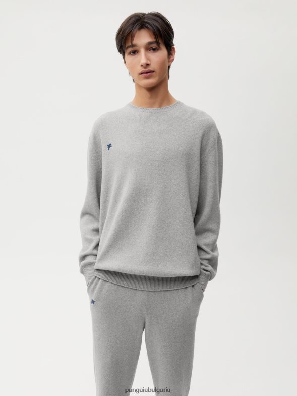 рециклиран суичър с деколте от кашмир Жени B6HPP0113 бледосив меланж Pangaia дрехи