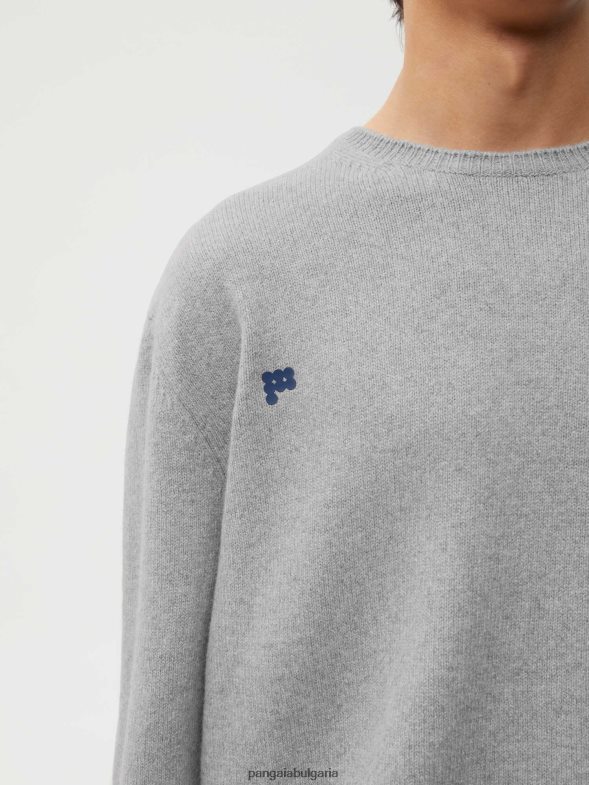 рециклиран суичър с деколте от кашмир Жени B6HPP0113 бледосив меланж Pangaia дрехи