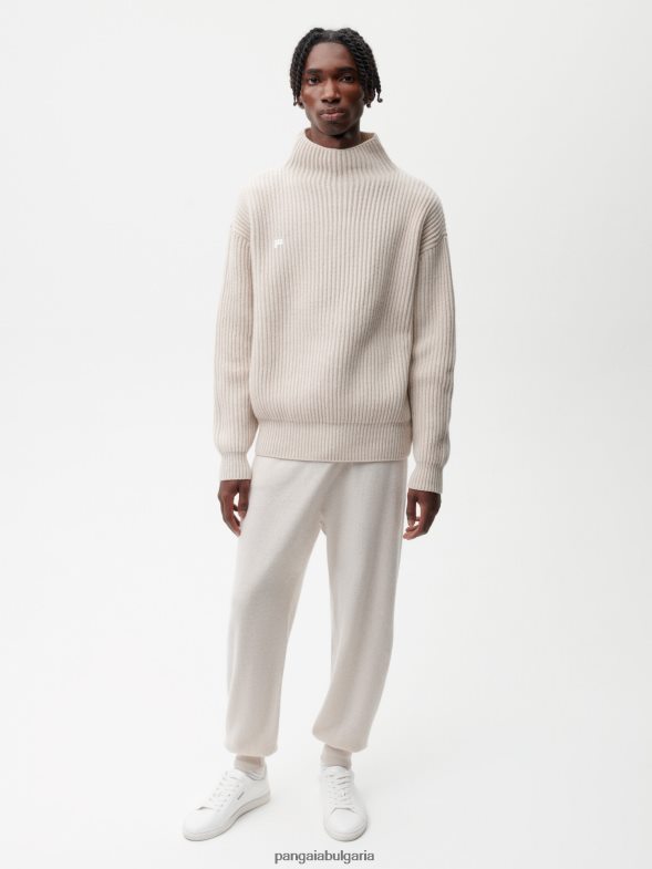 фуния от рециклиран кашмир - пуловер с яка Жени B6HPP085 овесена каша Pangaia дрехи