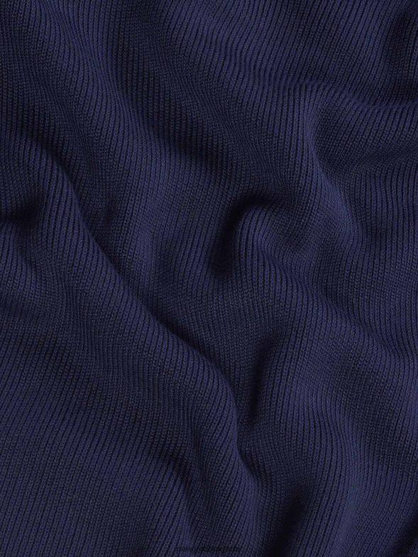 плетен джъмпер с отворена яка Жени B6HPP099 тъмносин Pangaia дрехи