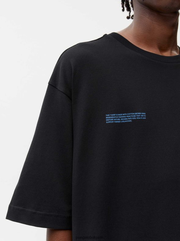 в преобразувана памучна квадратна тениска Жени B6HPP0129 черен Pangaia дрехи