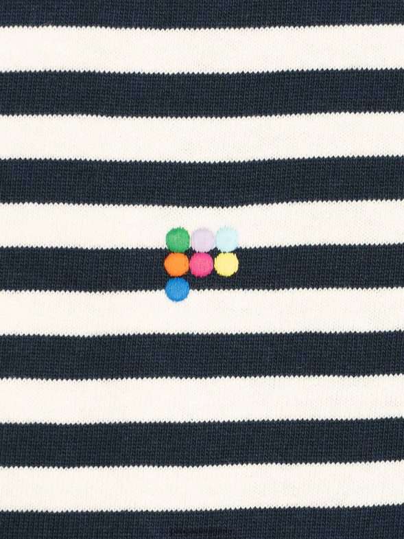 квадратна тениска с райета от рециклиран памук Жени B6HPP0138 тъмносин Pangaia дрехи