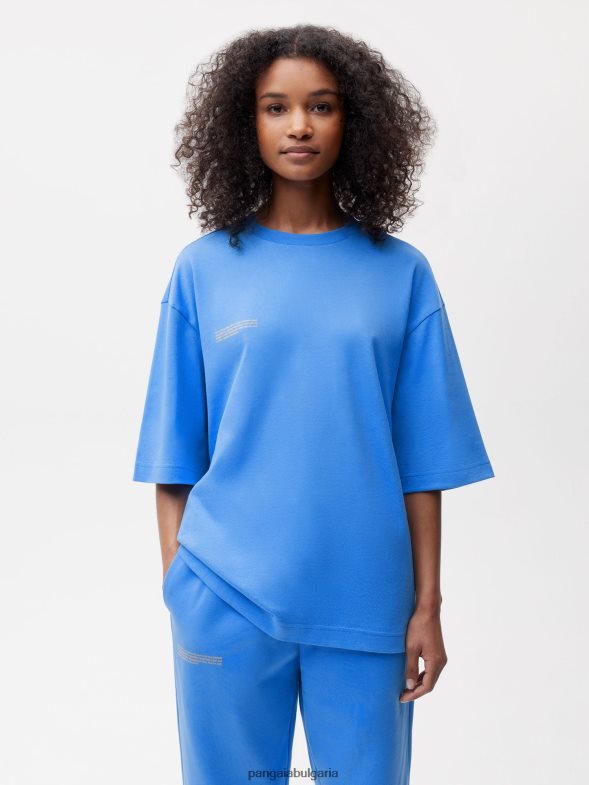 в преобразувана памучна квадратна тениска Жени B6HPP0173 водно синьо Pangaia дрехи