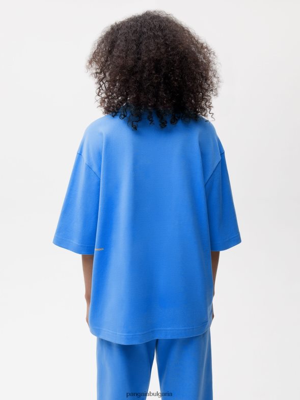 в преобразувана памучна квадратна тениска Жени B6HPP0173 водно синьо Pangaia дрехи