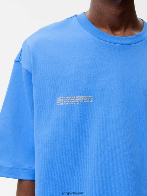 в преобразувана памучна квадратна тениска Жени B6HPP0173 водно синьо Pangaia дрехи
