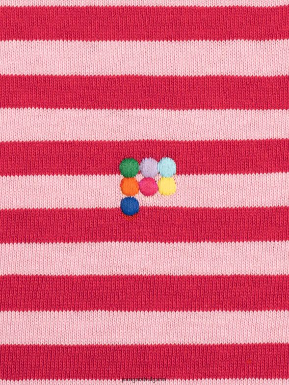 квадратна тениска с райета от рециклиран памук Жени B6HPP0207 ясписово червено Pangaia дрехи