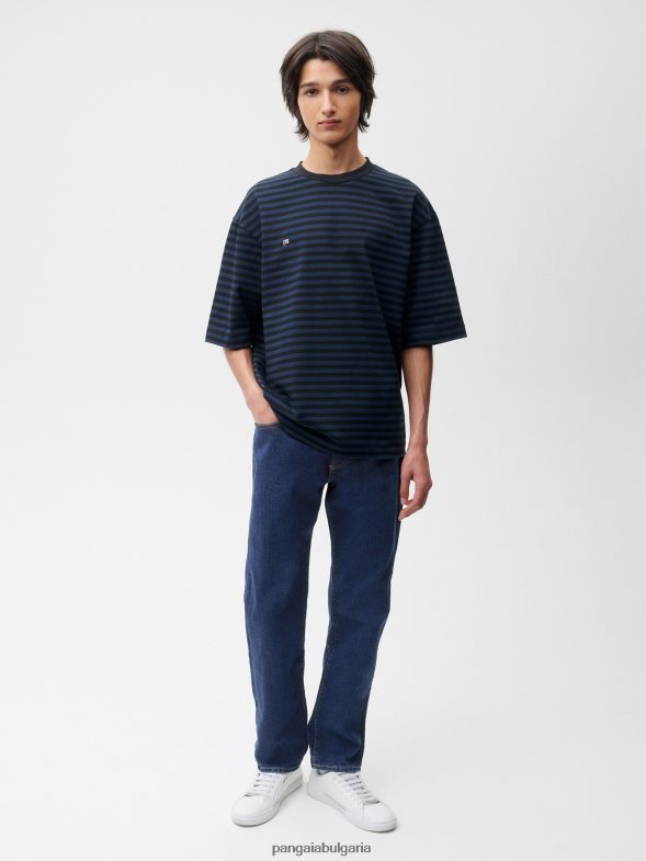 квадратна тениска с райета от рециклиран памук Жени B6HPP0209 черен Pangaia дрехи