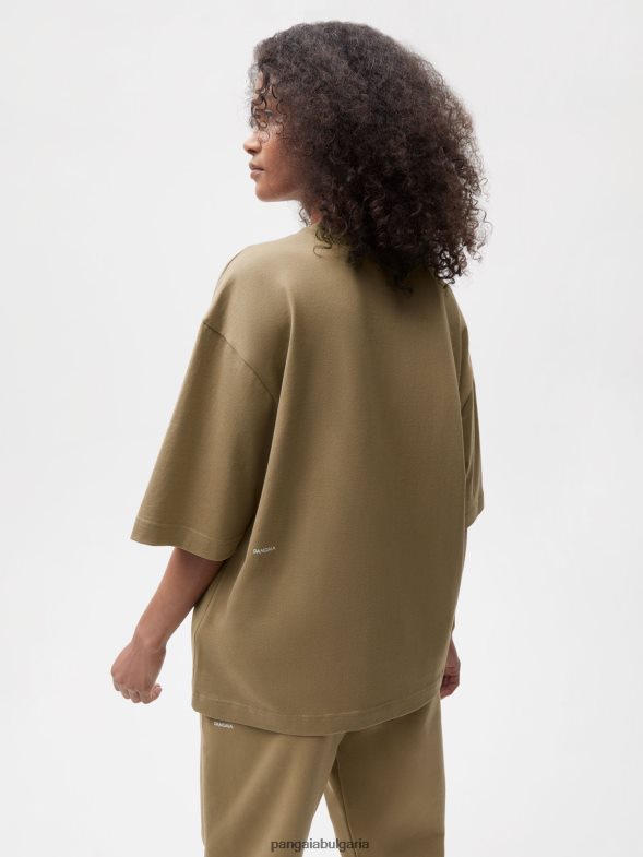 в преобразувана памучна квадратна тениска Жени B6HPP0212 въглеродно кафяво Pangaia дрехи