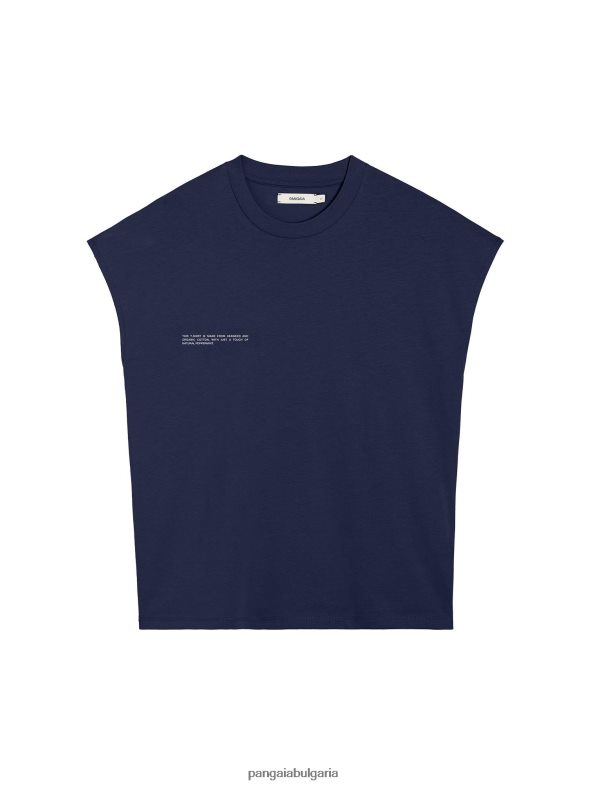 тениска с изрязани рамене от органичен памук с сърцевина от c-влакна Жени B6HPP0191 тъмносин Pangaia дрехи