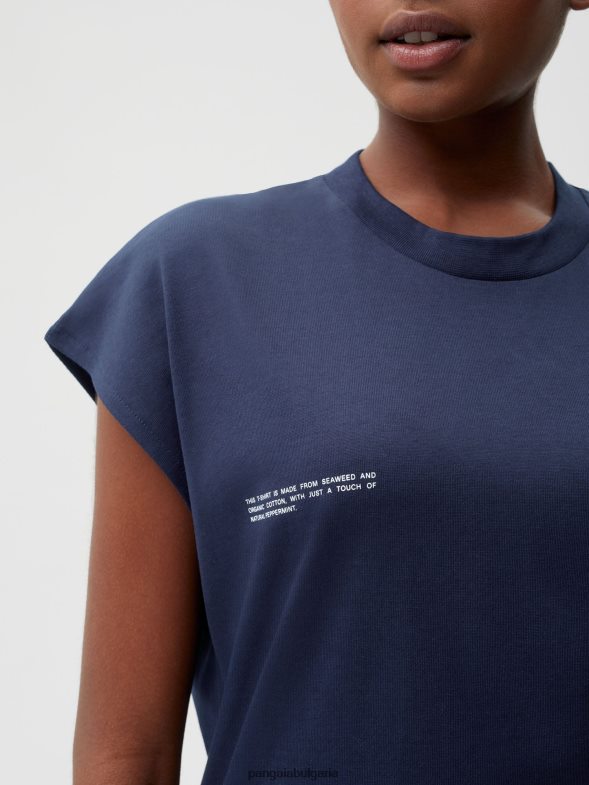 тениска с изрязани рамене от органичен памук с сърцевина от c-влакна Жени B6HPP0191 тъмносин Pangaia дрехи