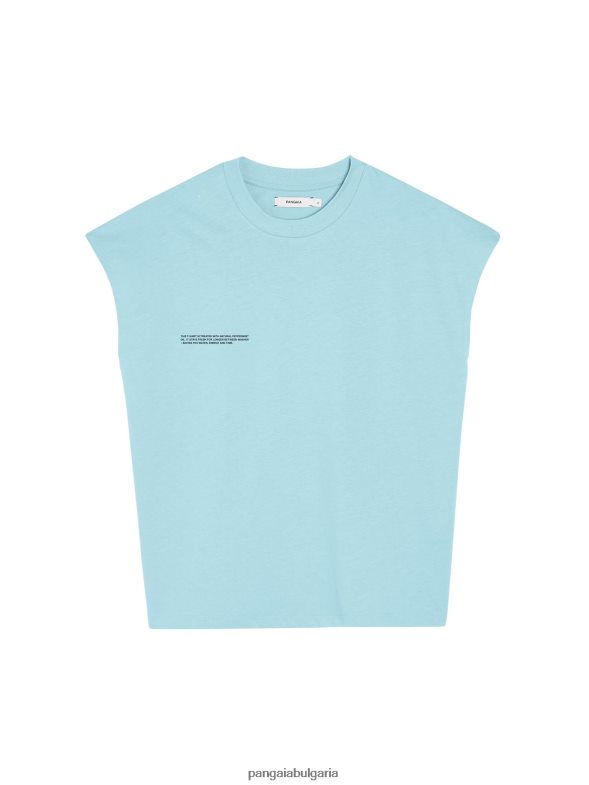 сърцевина на тениска с изрязани рамене от органичен памук pprmint Жени B6HPP0180 небесно синьо Pangaia дрехи