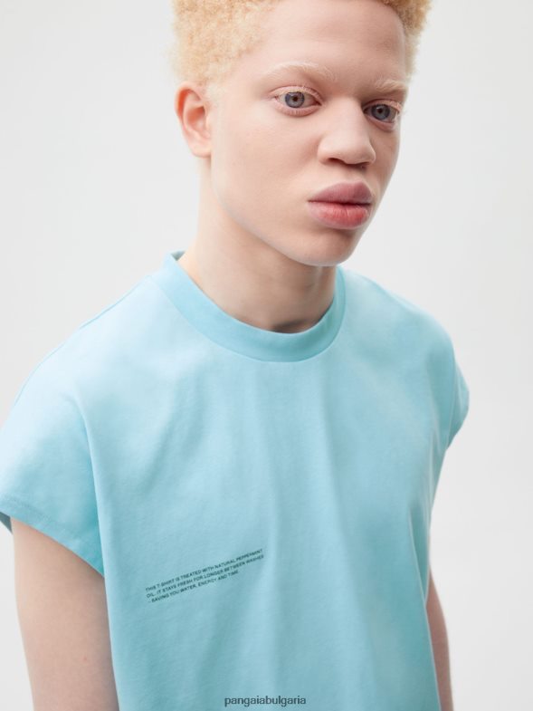 сърцевина на тениска с изрязани рамене от органичен памук pprmint Жени B6HPP0180 небесно синьо Pangaia дрехи