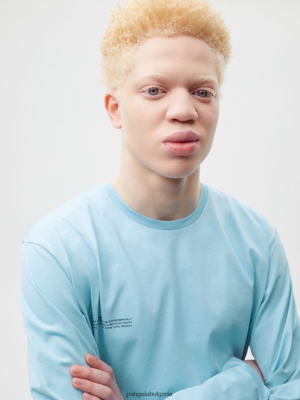 сърцевина на тениска с дълъг ръкав от органичен памук pprmint Жени B6HPP0213 небесно синьо Pangaia дрехи