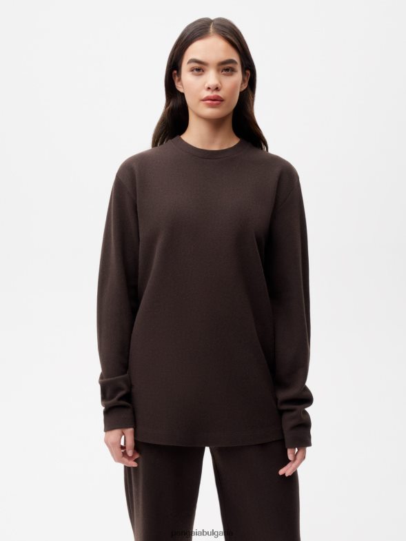 горнище с дълъг ръкав от рециклирана вълна Жени B6HPP0200 кестеняво кафяво Pangaia дрехи