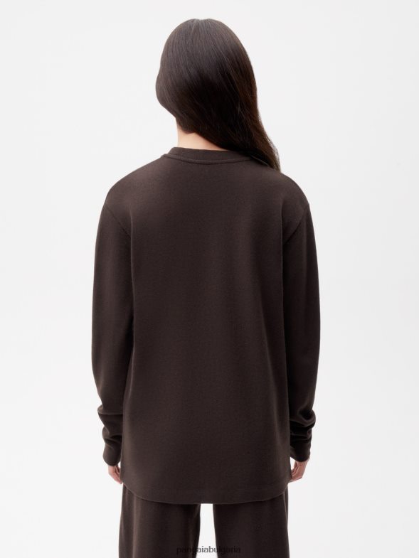 горнище с дълъг ръкав от рециклирана вълна Жени B6HPP0200 кестеняво кафяво Pangaia дрехи