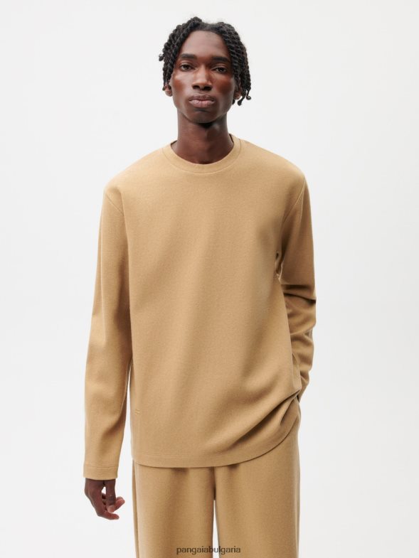 горнище с дълъг ръкав от рециклирана вълна Жени B6HPP0206 кафяво Pangaia дрехи