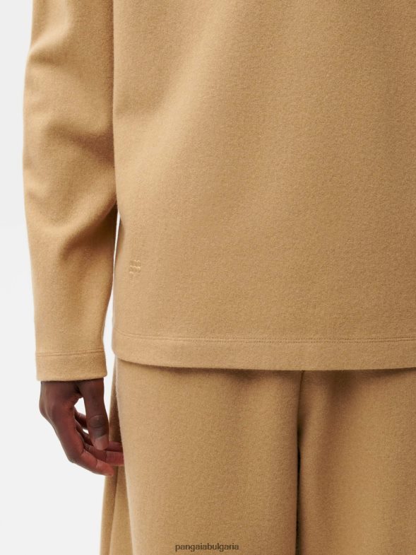 горнище с дълъг ръкав от рециклирана вълна Жени B6HPP0206 кафяво Pangaia дрехи