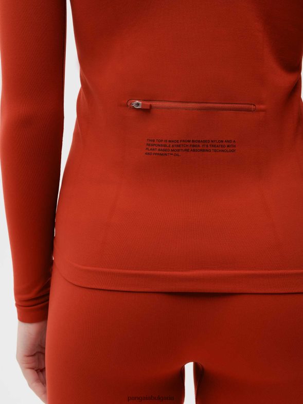 motion x горнище с дълъг ръкав с цип Жени B6HPP0146 ясписово червено Pangaia дрехи