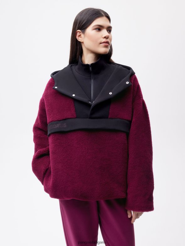 яке с половин цип от рециклирана вълна Жени B6HPP0449 слива лилаво Pangaia дрехи