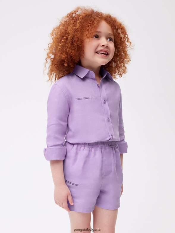 ленени шорти от алое деца B6HPP0614 орхидея лилаво Pangaia дрехи